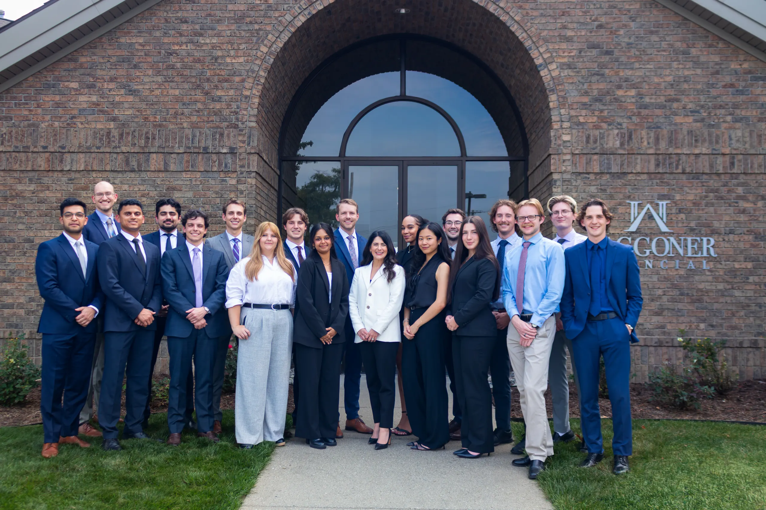 The Waggoner Financial team outside the firm's Lansing office